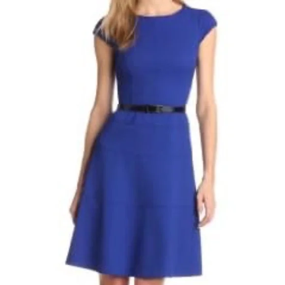 Anne Klein | Dresses | Nwt Anne Klein Blue Fit Flare Cap Sleeve Drop Waist Belted Midi Dress Sz 6 | Poshmark Anne Klein | Dresses | Nwt Anne Klein Blue Fit Flare Cap Sleeve Drop Waist Belted Midi Dress Sz 6 | Poshmark